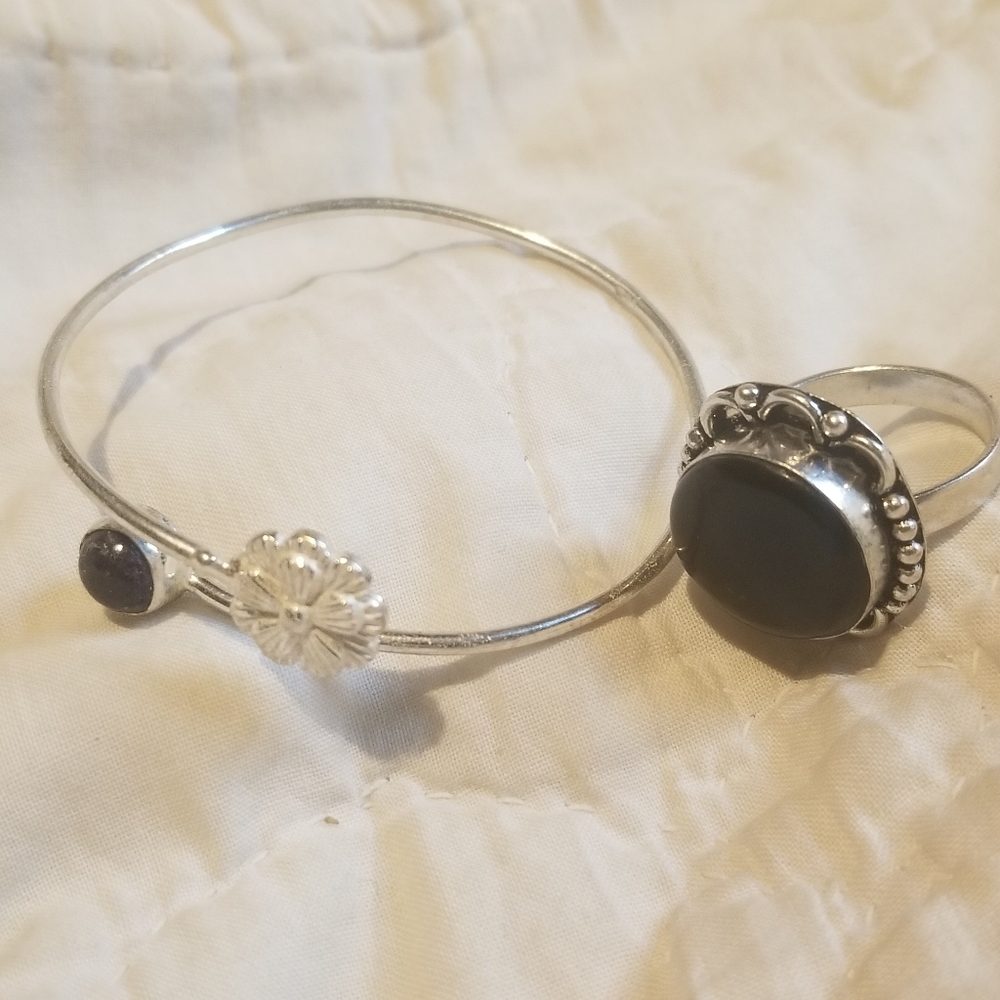 HUGE India gem ring and bracelet gift sets 925 pla